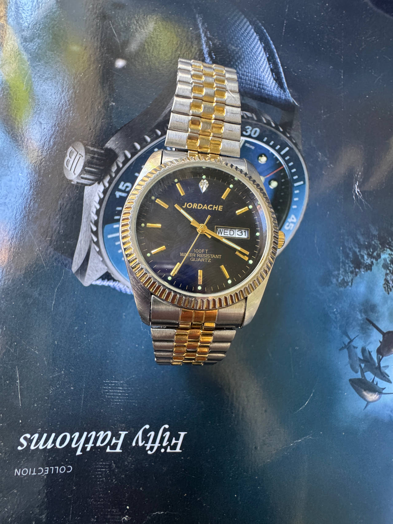 Jordache Two-Tone Day-Date Quartz Watch