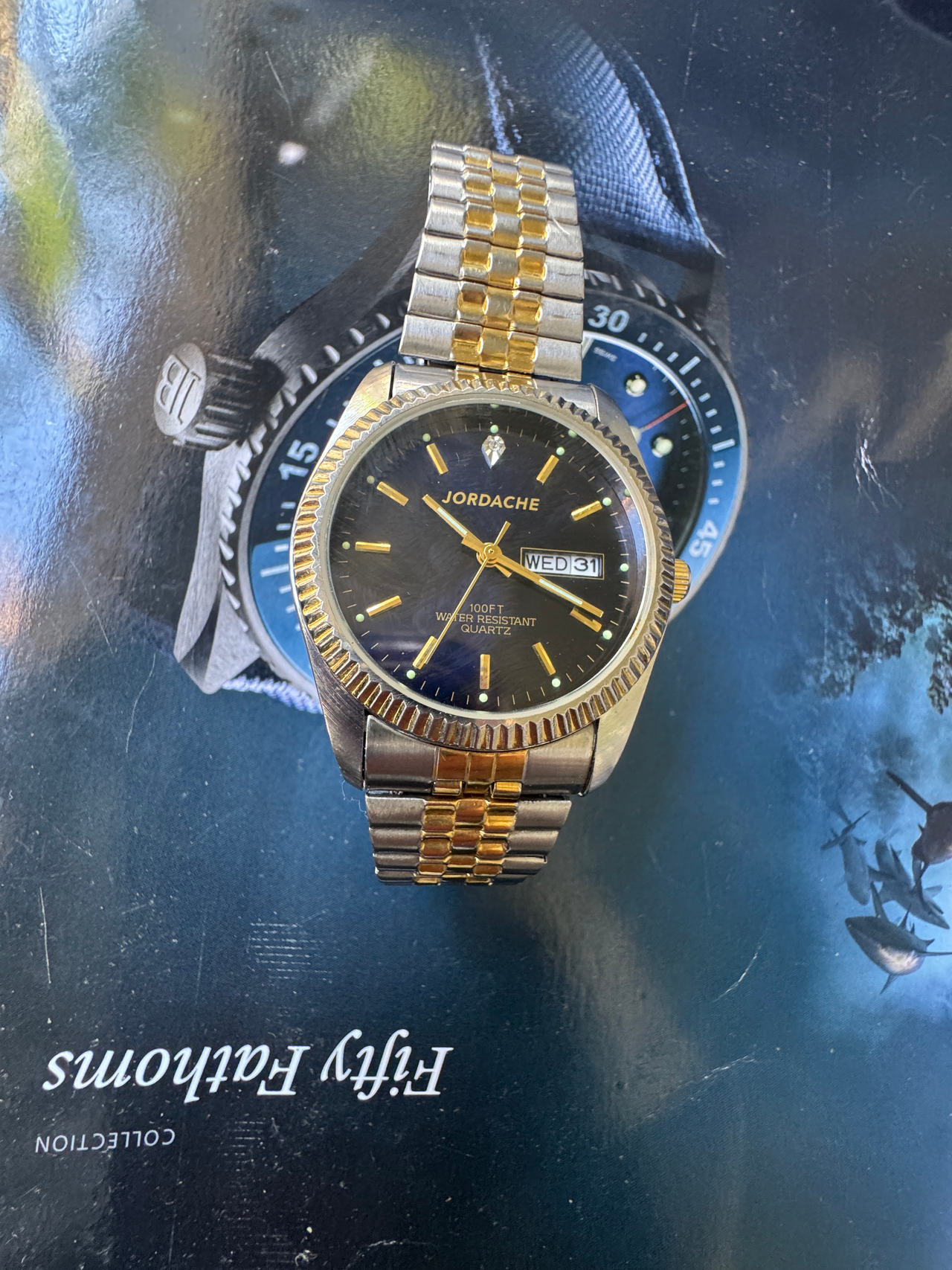Jordache Two-Tone Day-Date Quartz Watch