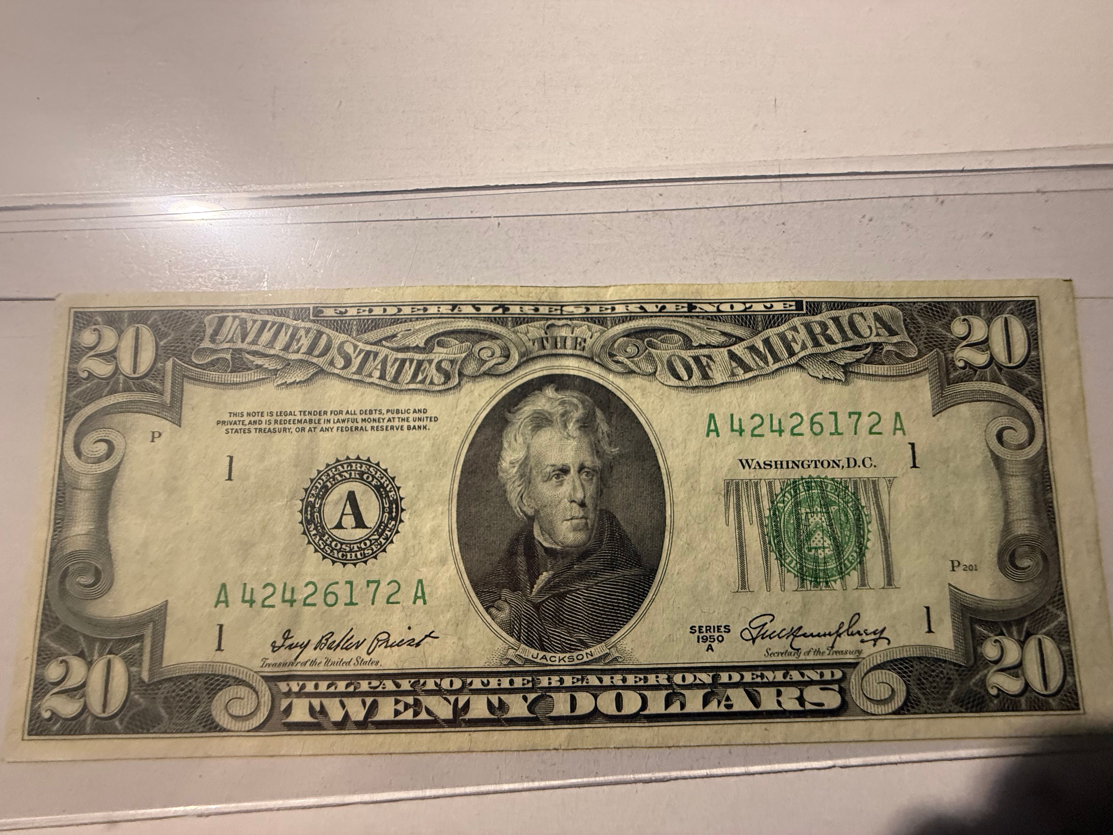 1950-A $20 Federal Reserve Note Misprint - Image 3