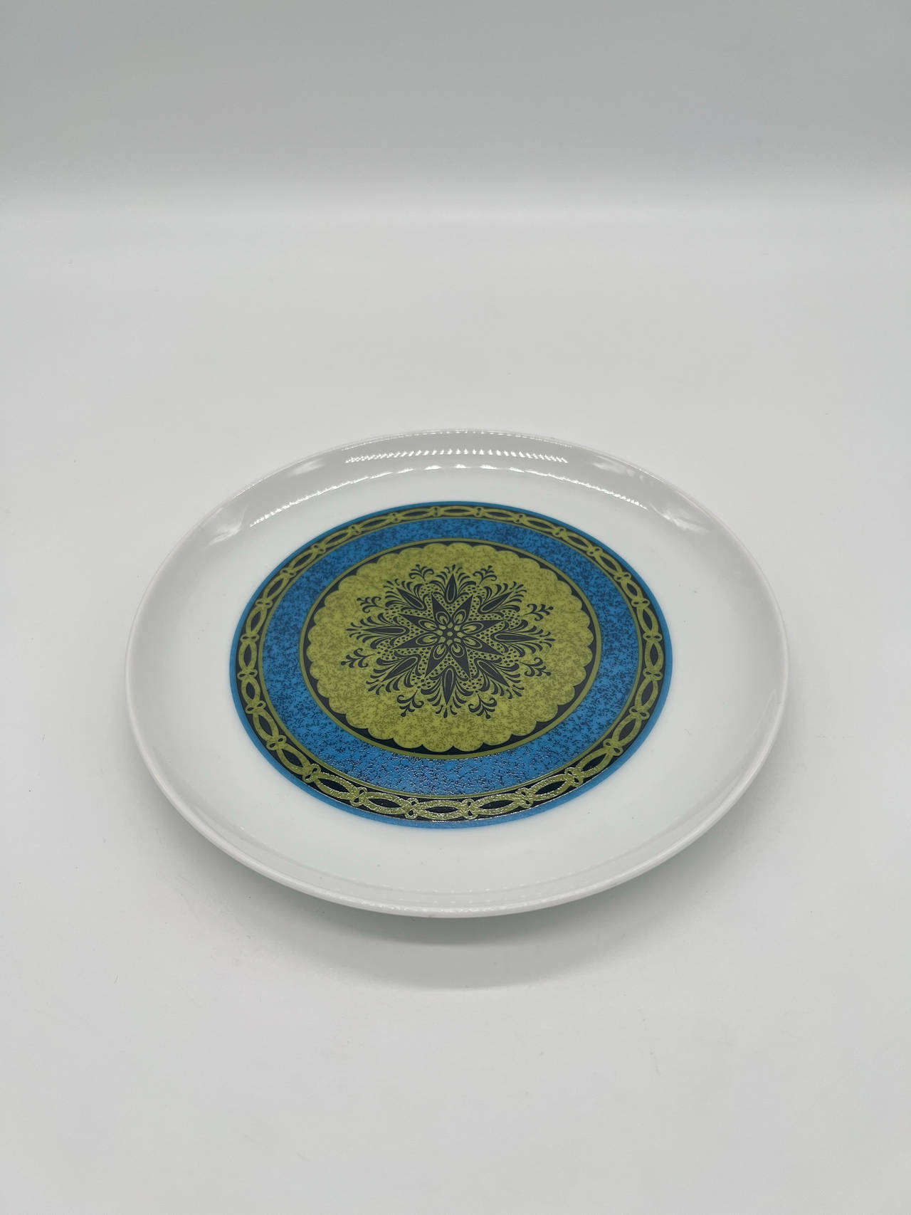 Set of 8 Vintage Sango Aquarius Apollo 204 Salad Plates Japan Blue Green