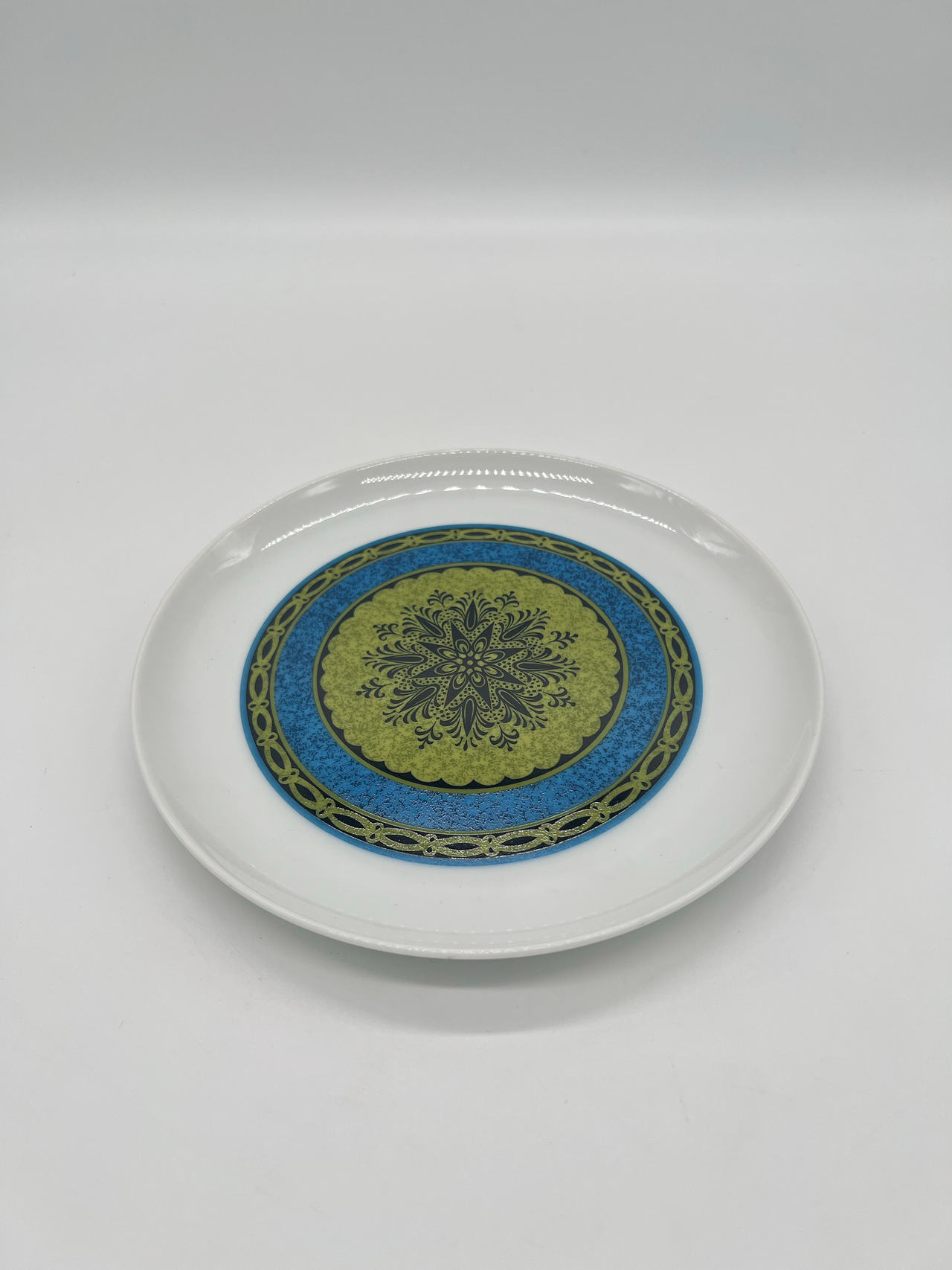 Set of 8 Vintage Sango Aquarius Apollo 204 Salad Plates Japan Blue Green