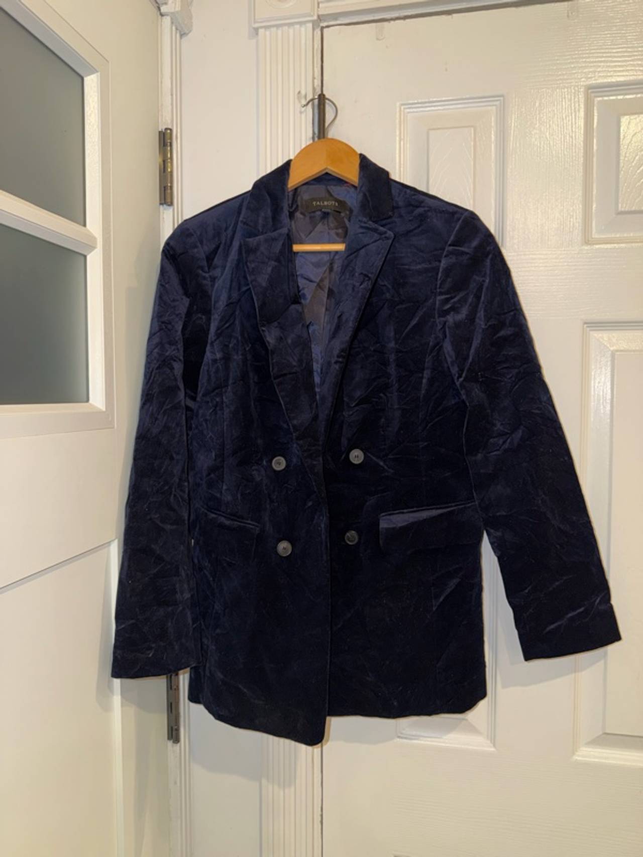 Talbots Velvet Double-Breasted Blazer Navy Size 6
