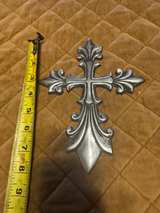 Metal Wall Hanging Christian Cross Silver 8" x 6.5" - Image 2