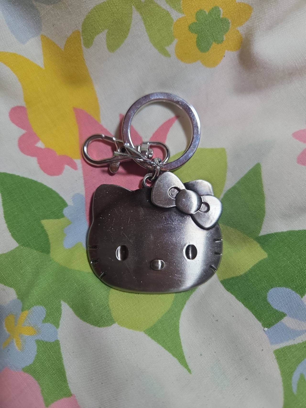 Hello Kitty Silver Metal Keychain