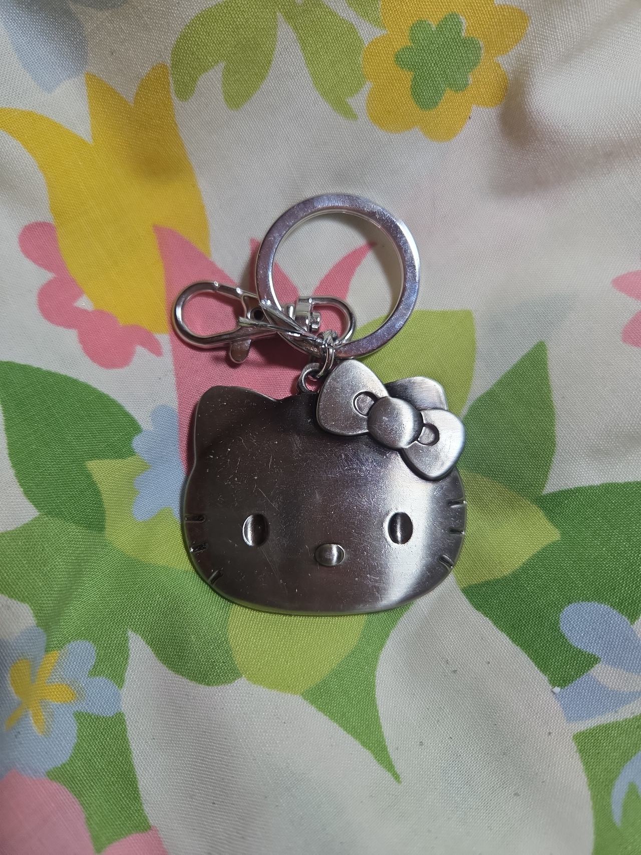 Hello Kitty Silver Metal Keychain