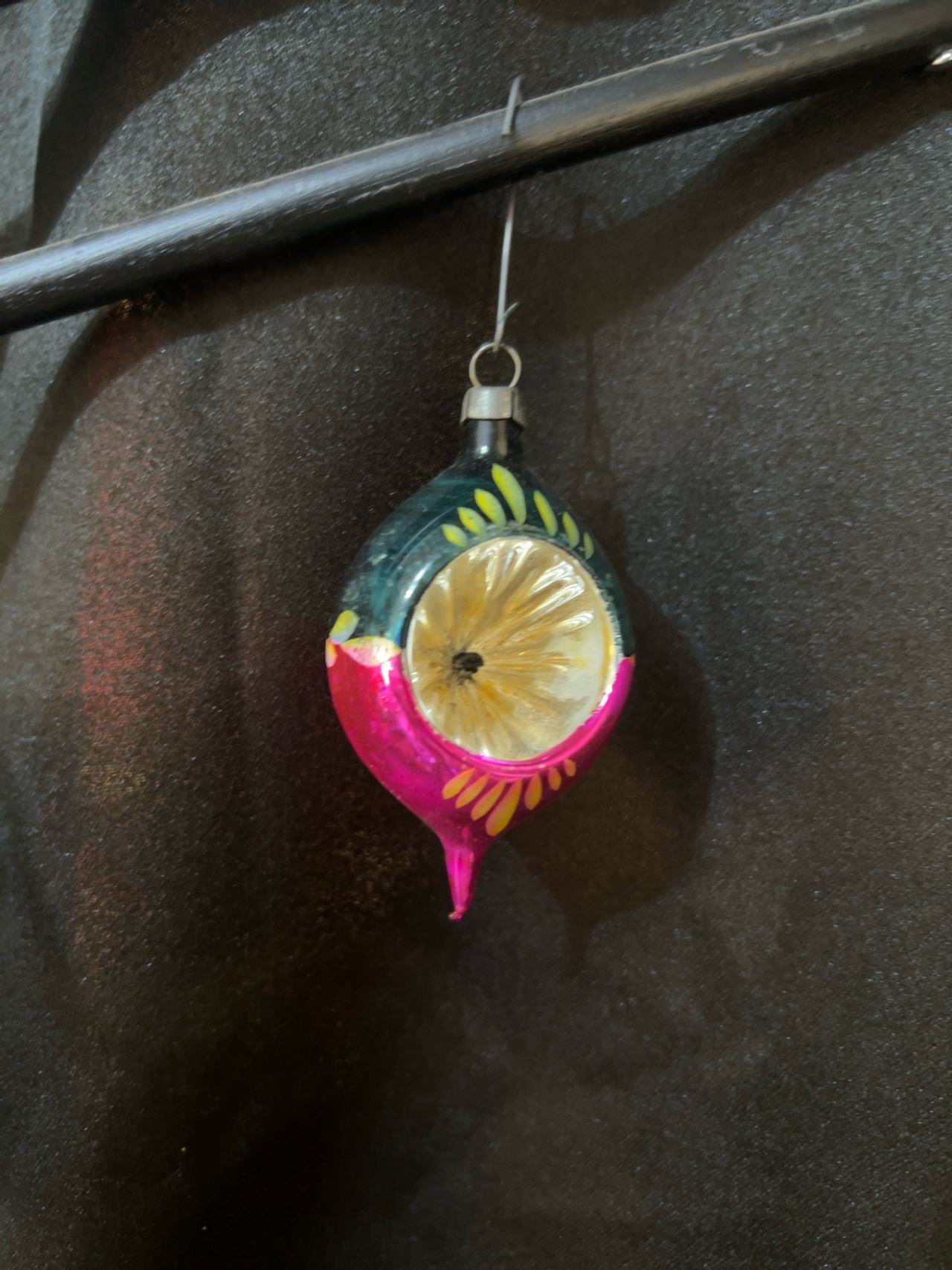 Radko Vintage Mercury Glass Teardrop Indent Christmas Ornament