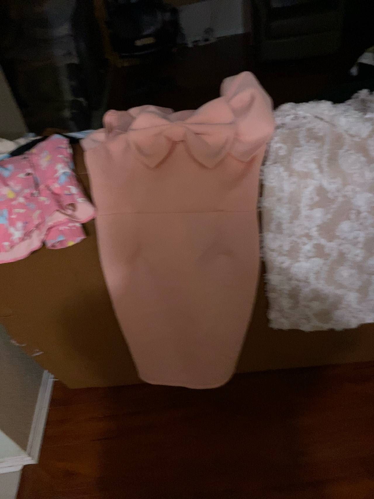 BEAUKEY Pink Off-Shoulder Bandage Midi Dress