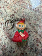 Vintage Rubber Christmas Elf Keychain Antique Old School Elf - Image 1