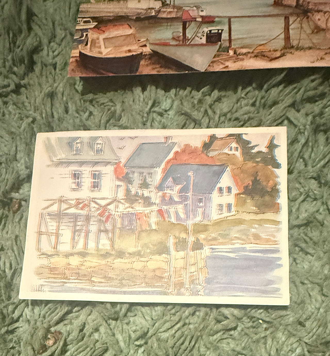 Vintage Coastal Watercolor Art Print Postcard