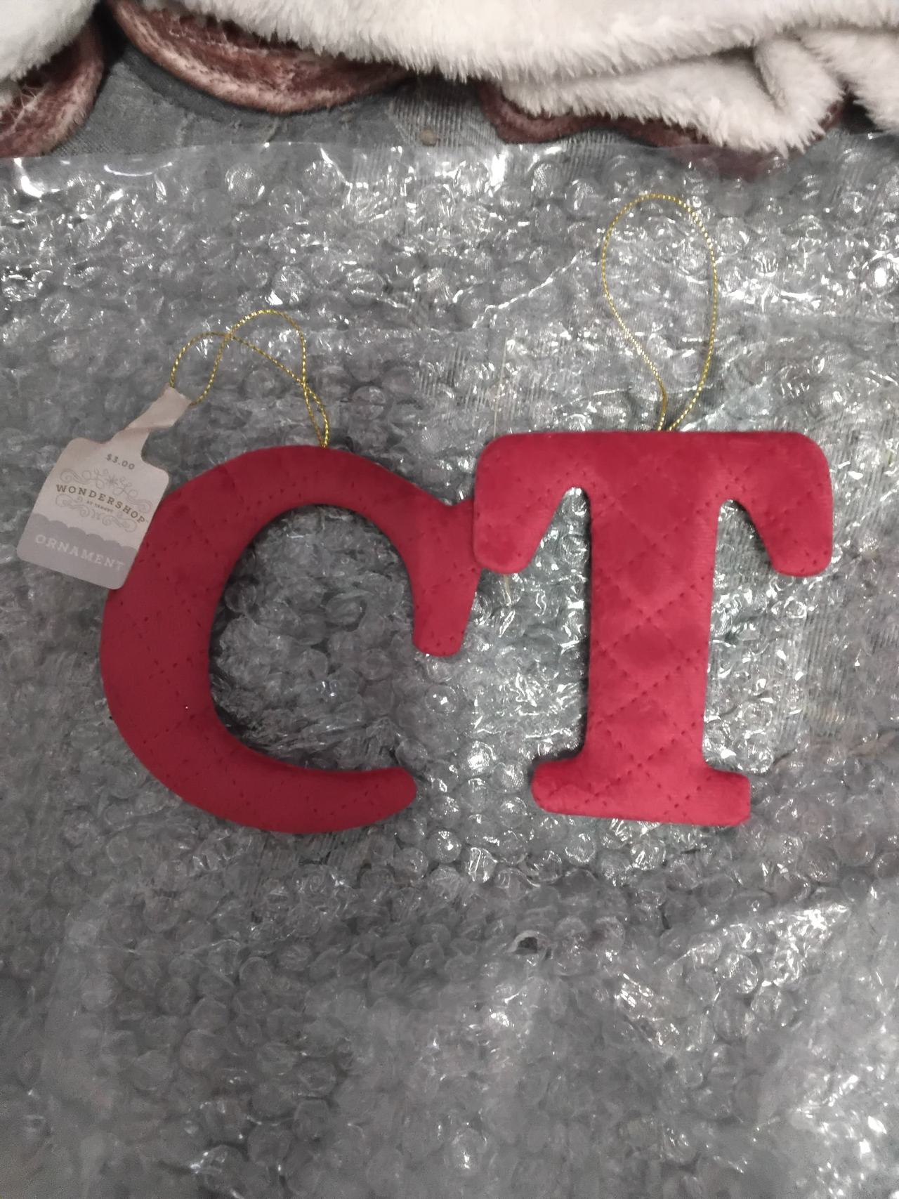 Wondershop Quilted Velvet Monogram Ornament