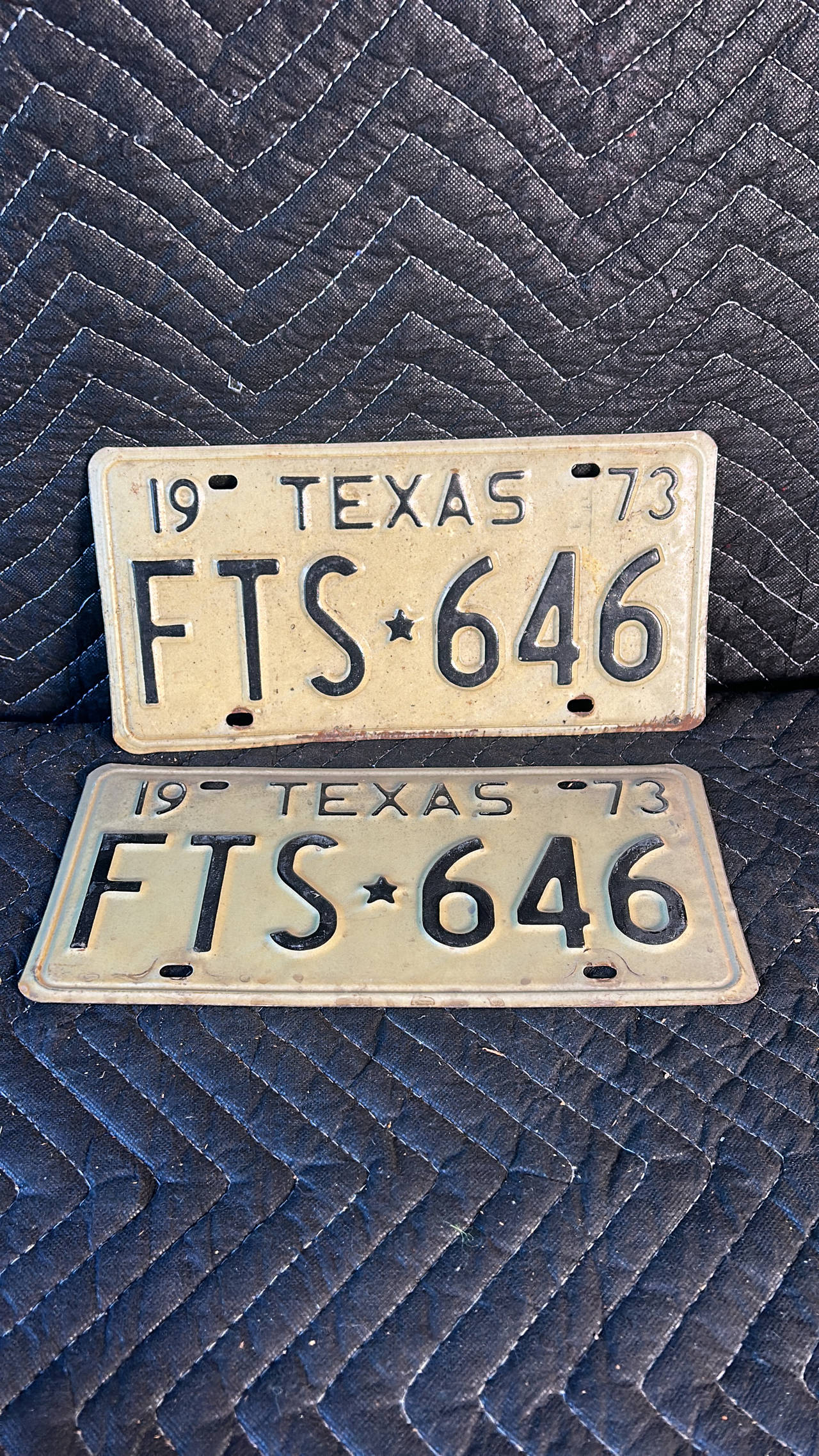 1973 Texas License Plate Pair