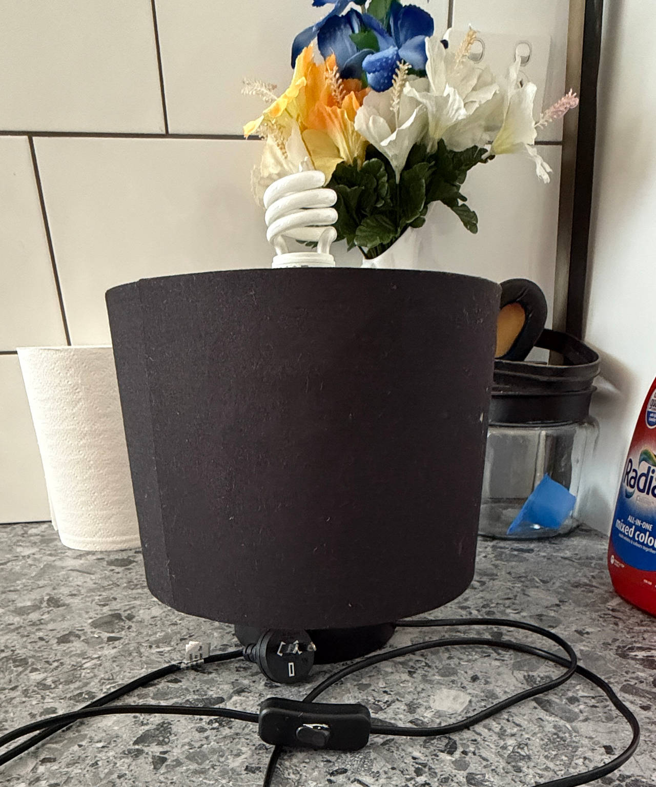Black Fabric Drum Table Lamp