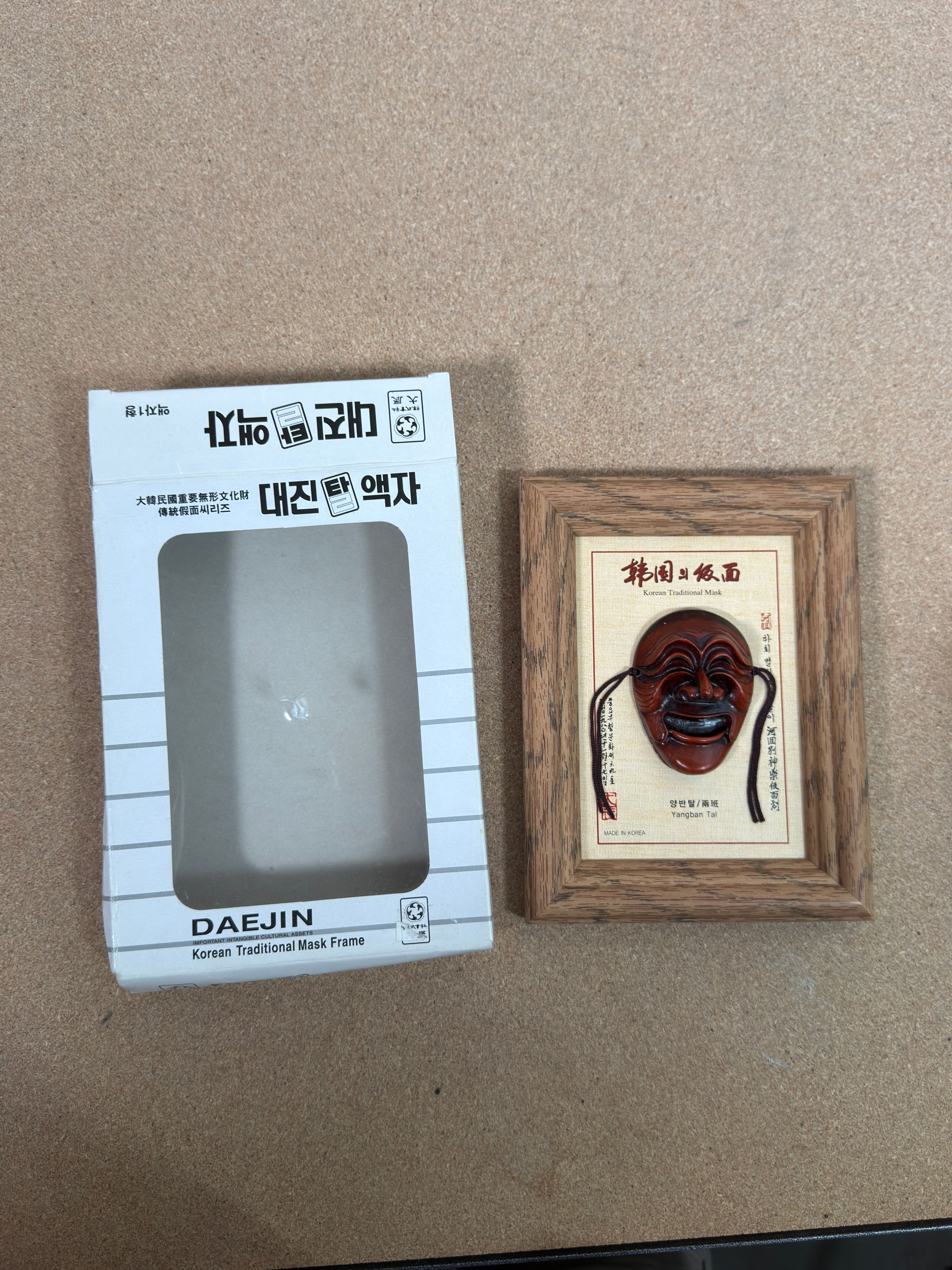 Framed Korean Traditional Yangban Tal Mask - Image 4