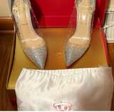 Christian Louboutin Degrastrass 100mm Silver Glitter Pumps - Image 1