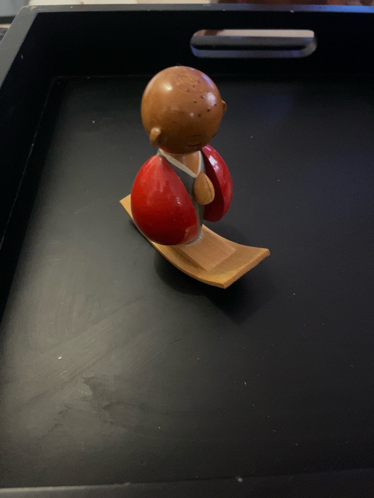 Japanese Kokeshi Doll Rocking Praying Monk 3.75"