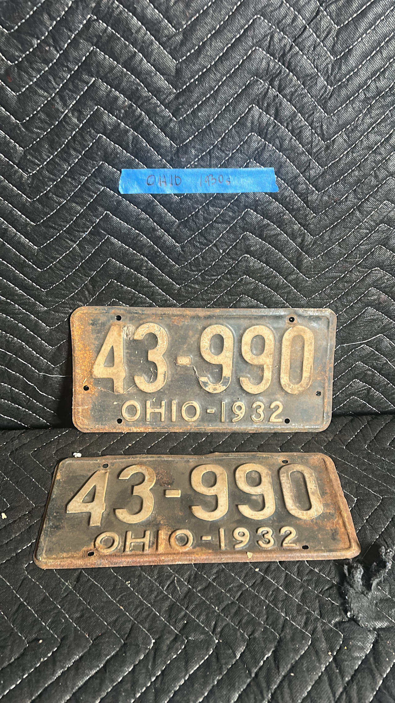 1932 Ohio License Plate Pair