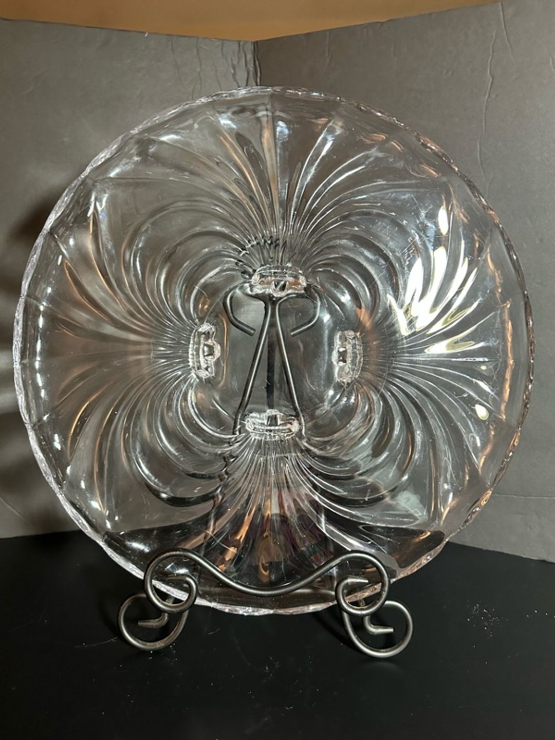 This is a Cambridge Glass Caprice clear, 4-footed cabaret or cake plate.