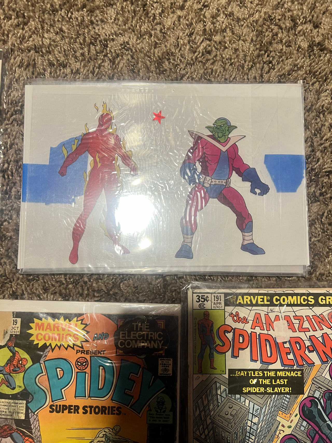 1967 Spider-Man Animation Cel Human Torch and Skrull