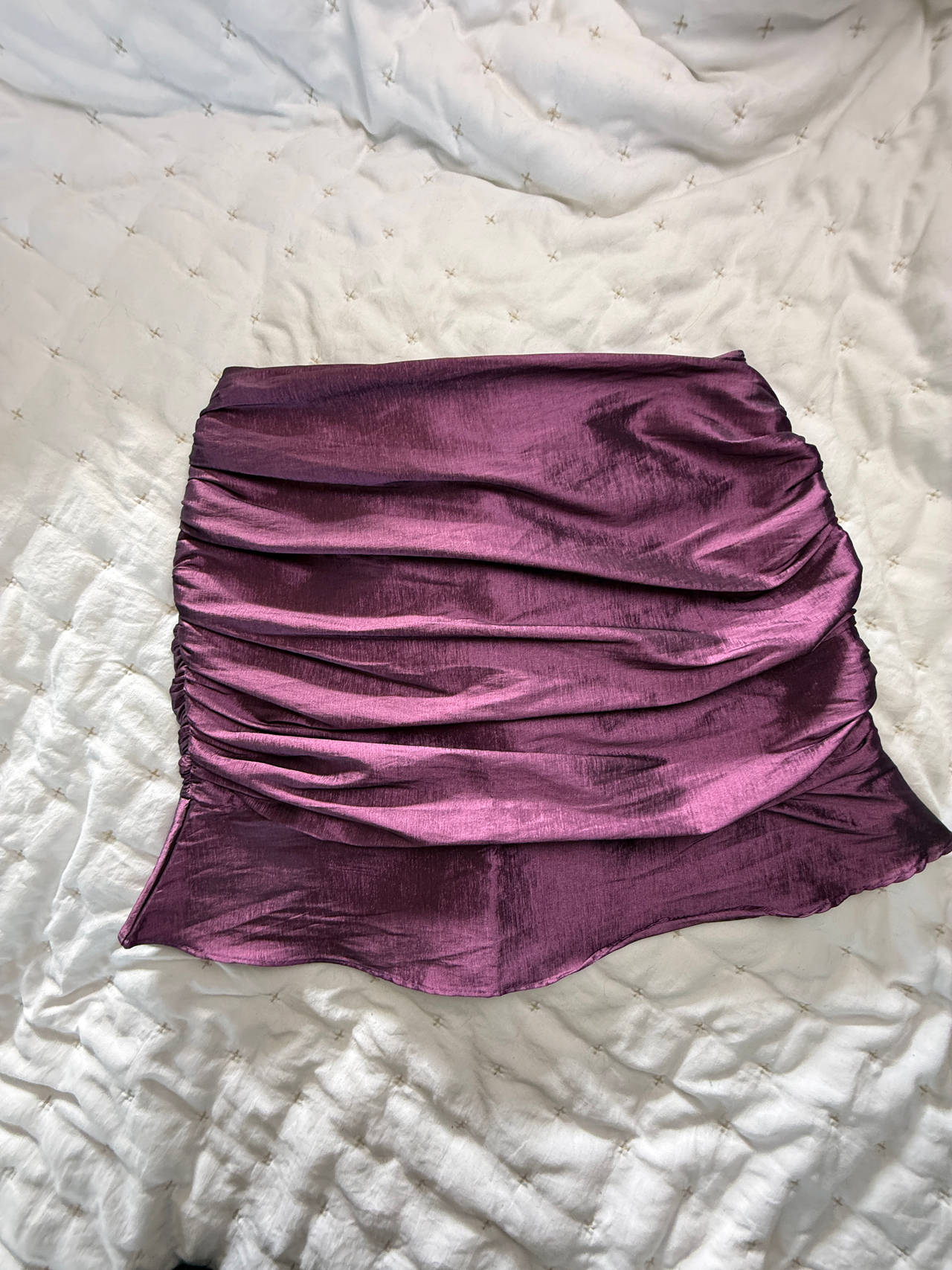 Collective the Label Purple Ruched Metallic Mini Skirt size 2
