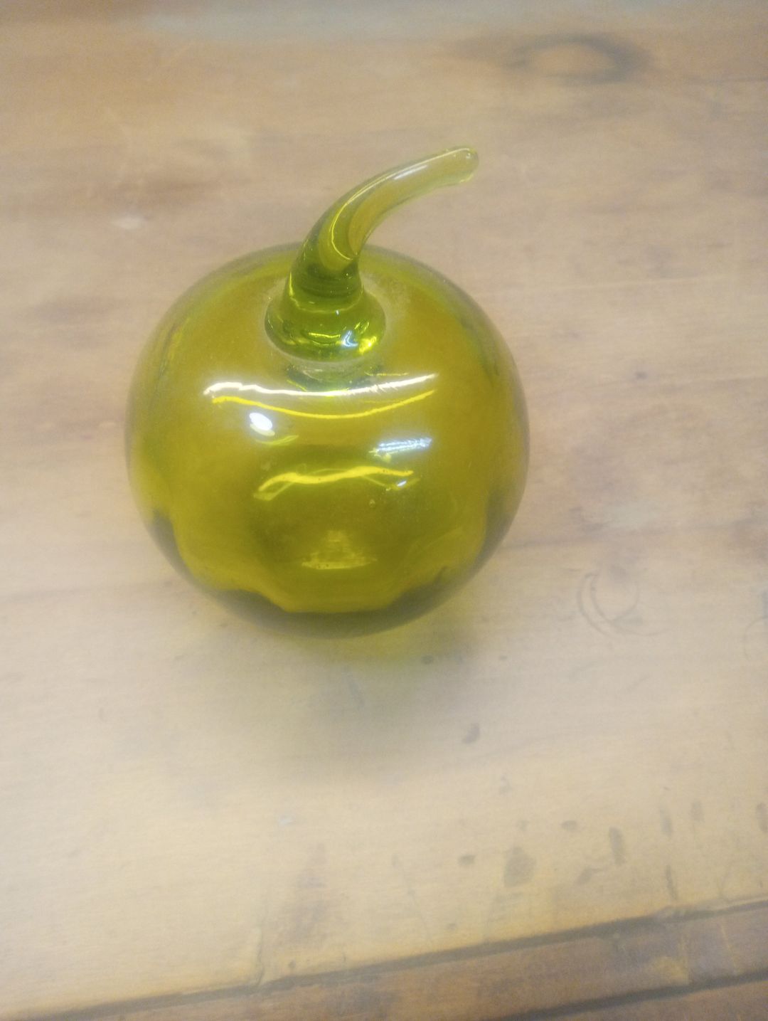 Vintage Green Glass Apple Paperweight