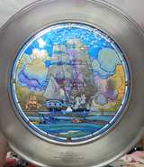 United States Historical Society USS Constellation Stained Glass Pewter Plate - Image 2