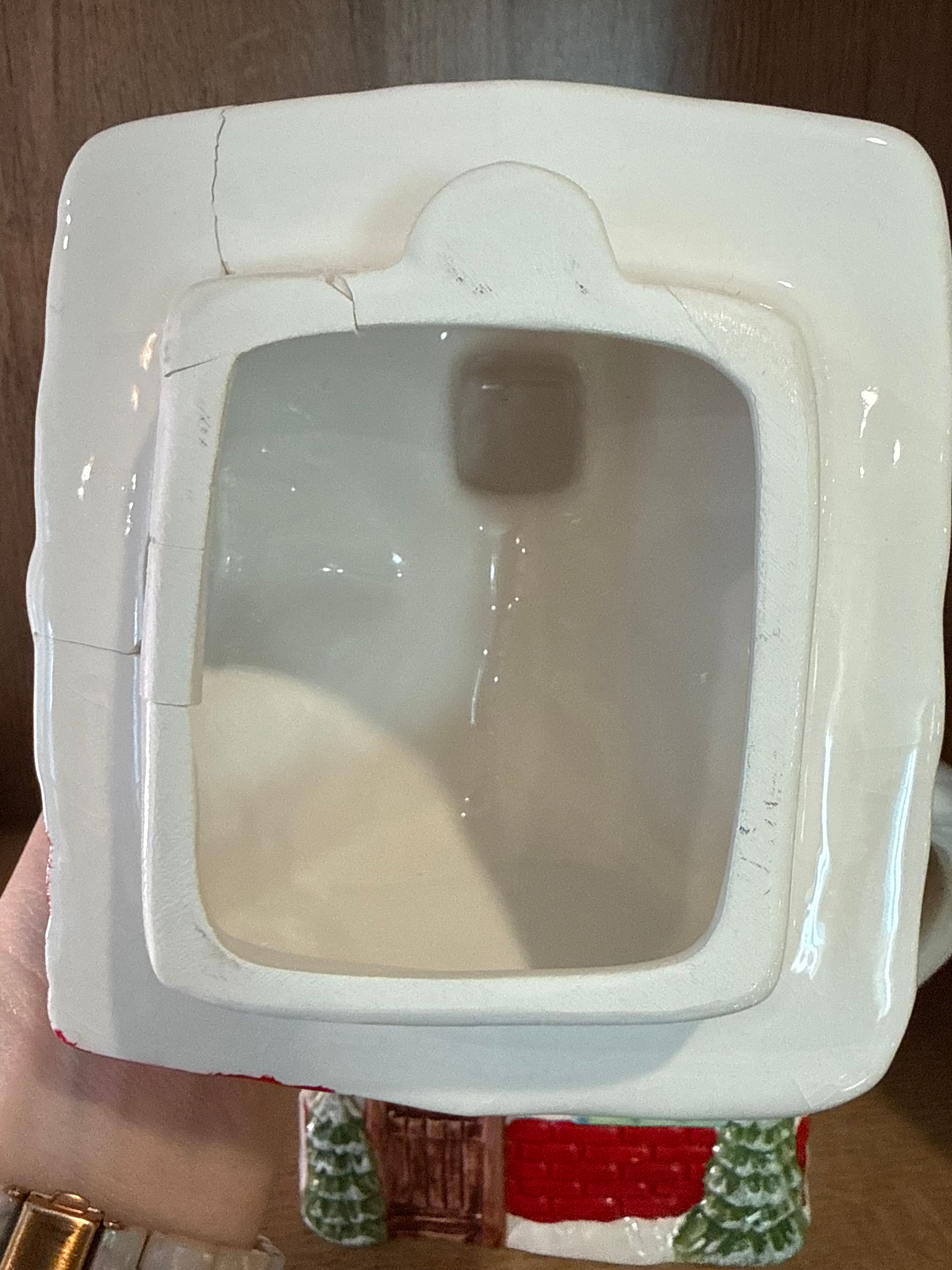 Christmas Cottage Tea Cup with Lid – Holiday House Teapot Style (Decor Only) - Image 4