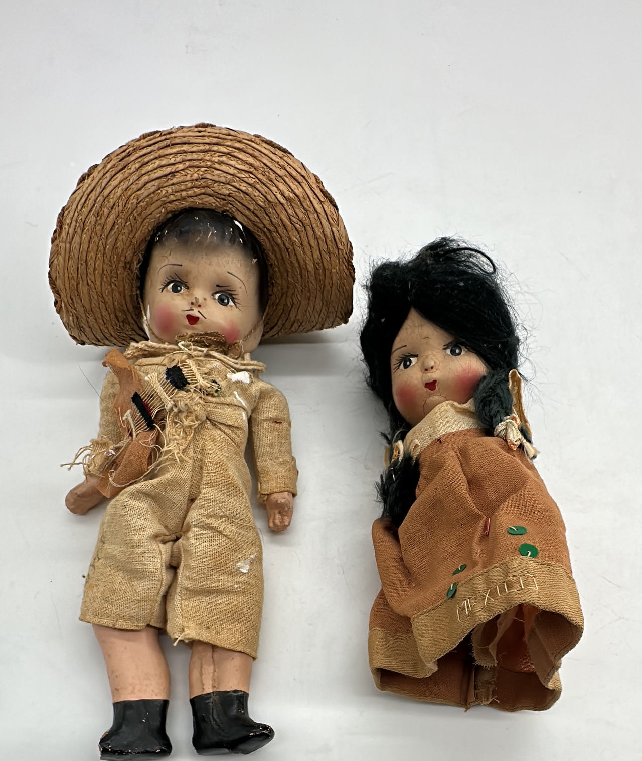 Vintage Mexican Souvenir Dolls Pair