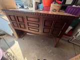 Vintage Spanish Style Carved Wood Home Bar with Tile Top - Image 7