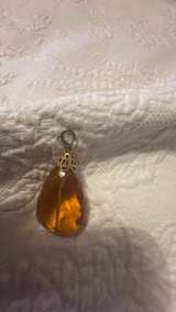 Vintage Amber Glass Teardrop Pendant - Image 6