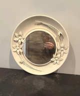 Round Floral Metal Wall Mirror - Image 1