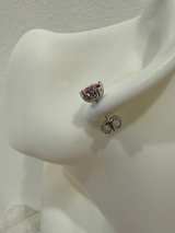 925 Silver Pink Moissanite Earrings Rhodium Plated 2 CTW - Image 4