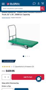 Global Industrial™ Plastic Deck Flatbed Platform Truck, 52" x 25", 2000 Lb. Capa - Image 2
