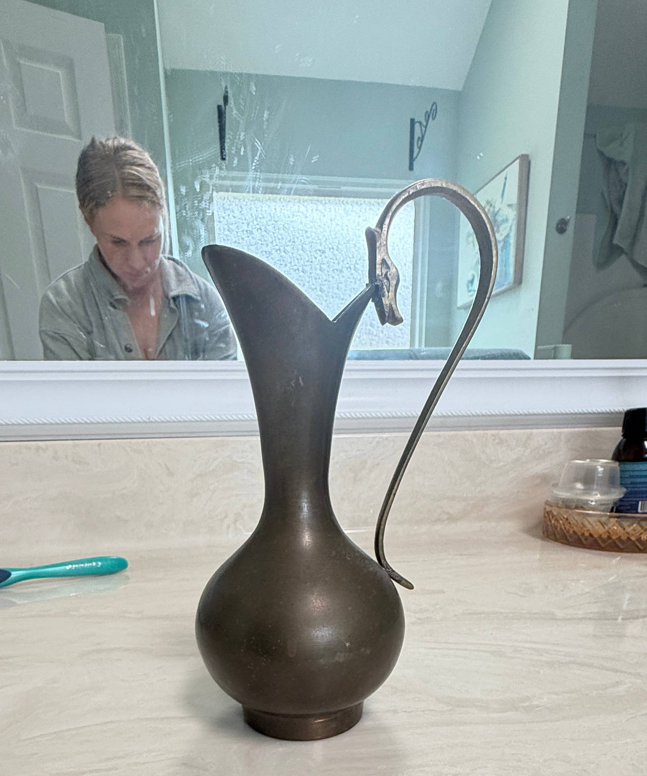 Vintage Brass Swan Handle Pitcher/Ewer