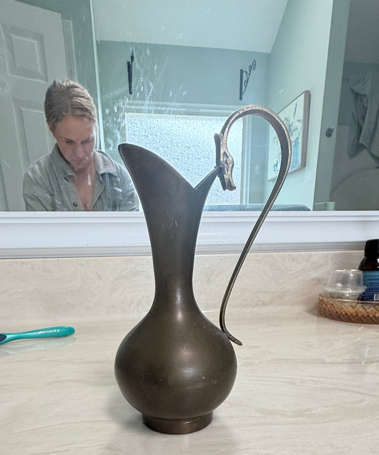 Vintage Brass Swan Handle Pitcher/Ewer