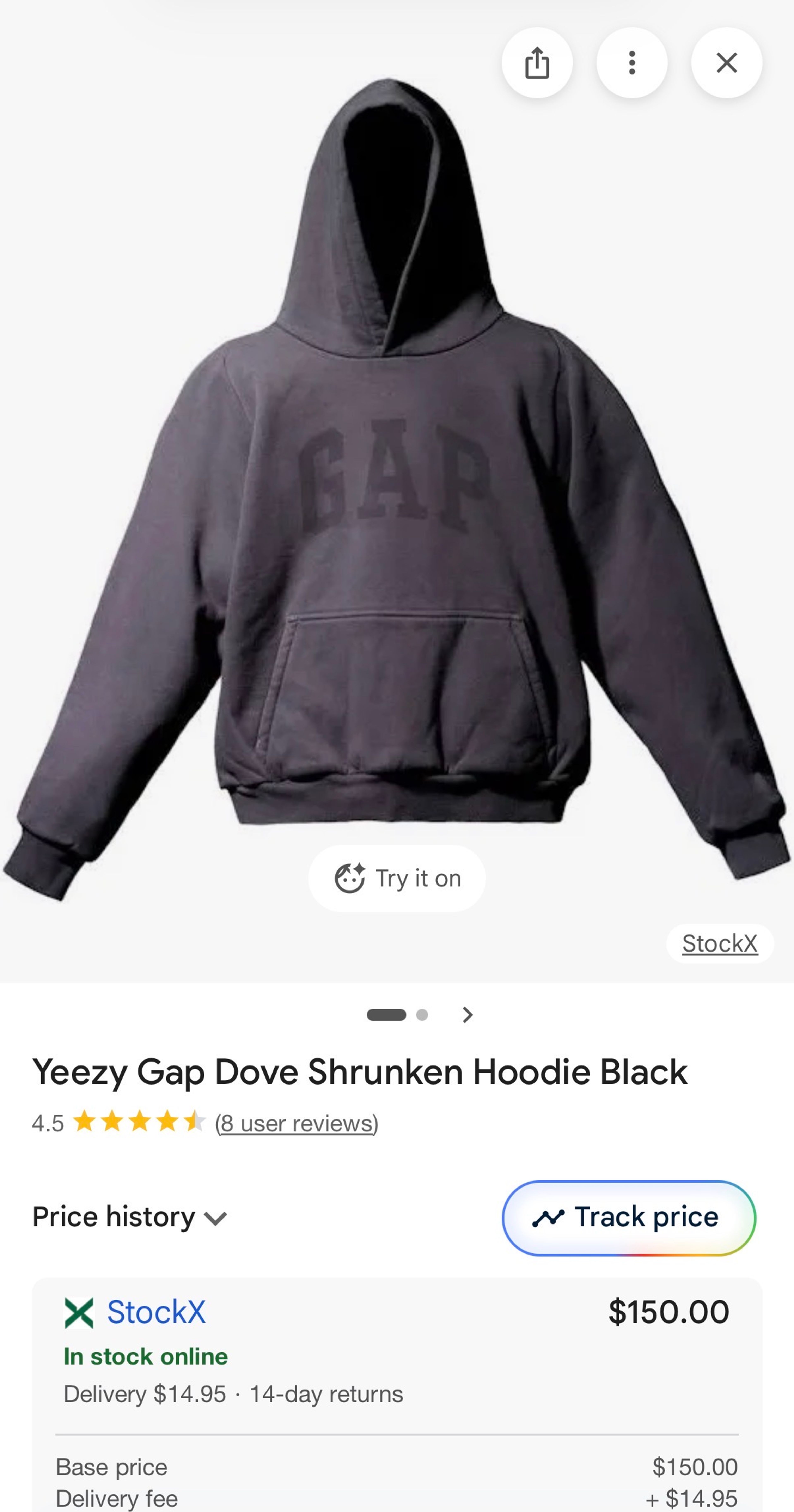 Yeezy Gap Dove Shrunken Hoodie Dark Blue - Image 2