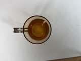 Vintage Amber Glass Cups with Greek Key Metal Holders - Image 2