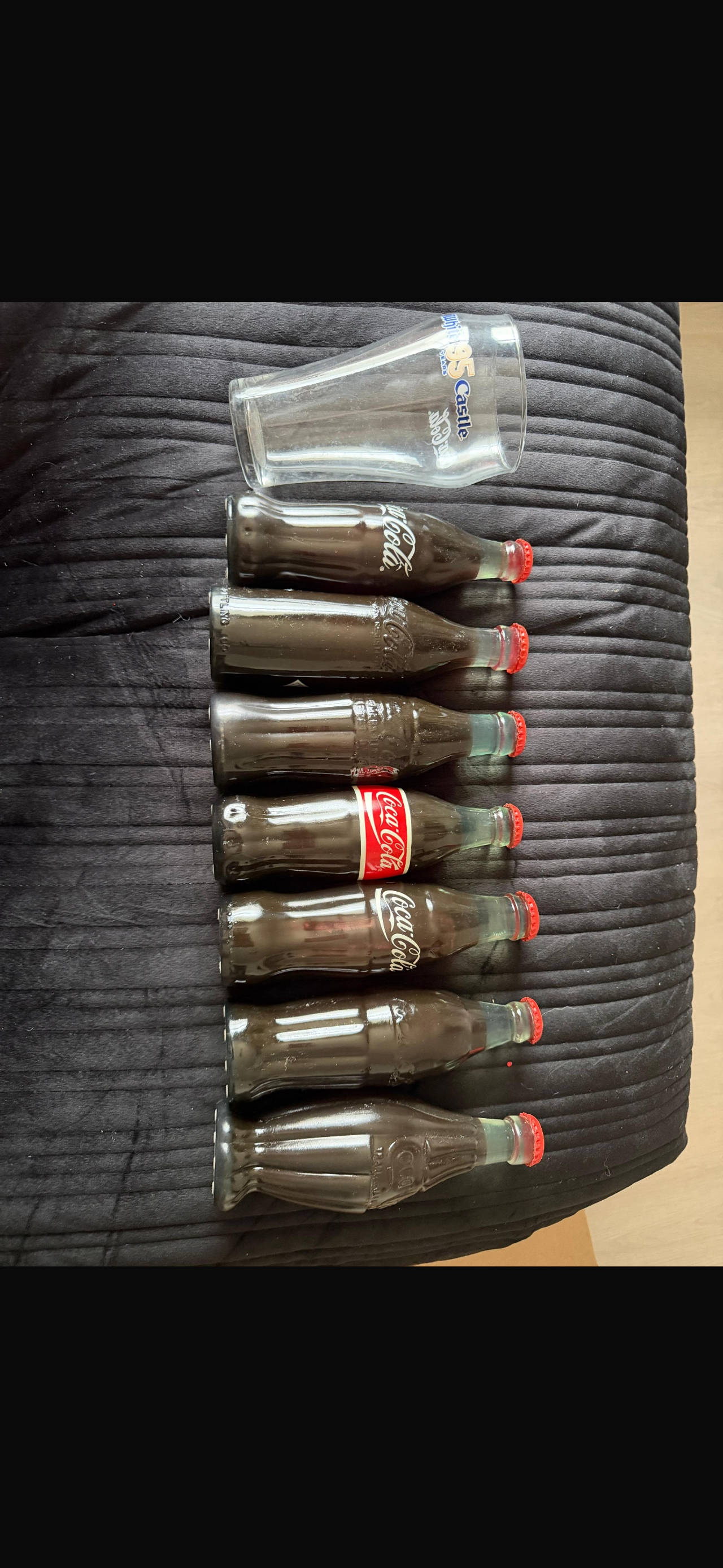 Vintage Coca-Cola 6.5 oz Glass Bottles and Glass Set