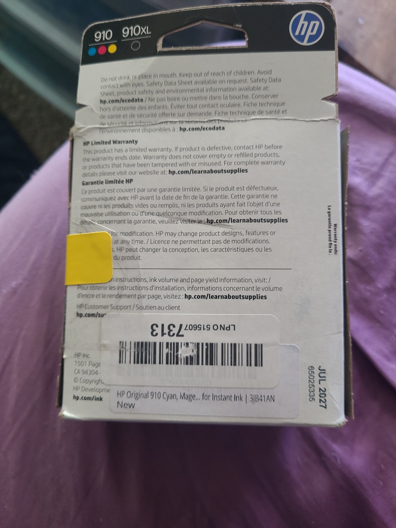 HP 910 Black/Cyan/Magenta/Yellow 4-pack Original Ink Cartridges
