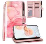 Samsung Galaxy S22 Case, Galaxy S22 Case Wallet,Rose Gold Marble 9 Card Holder - Image 1