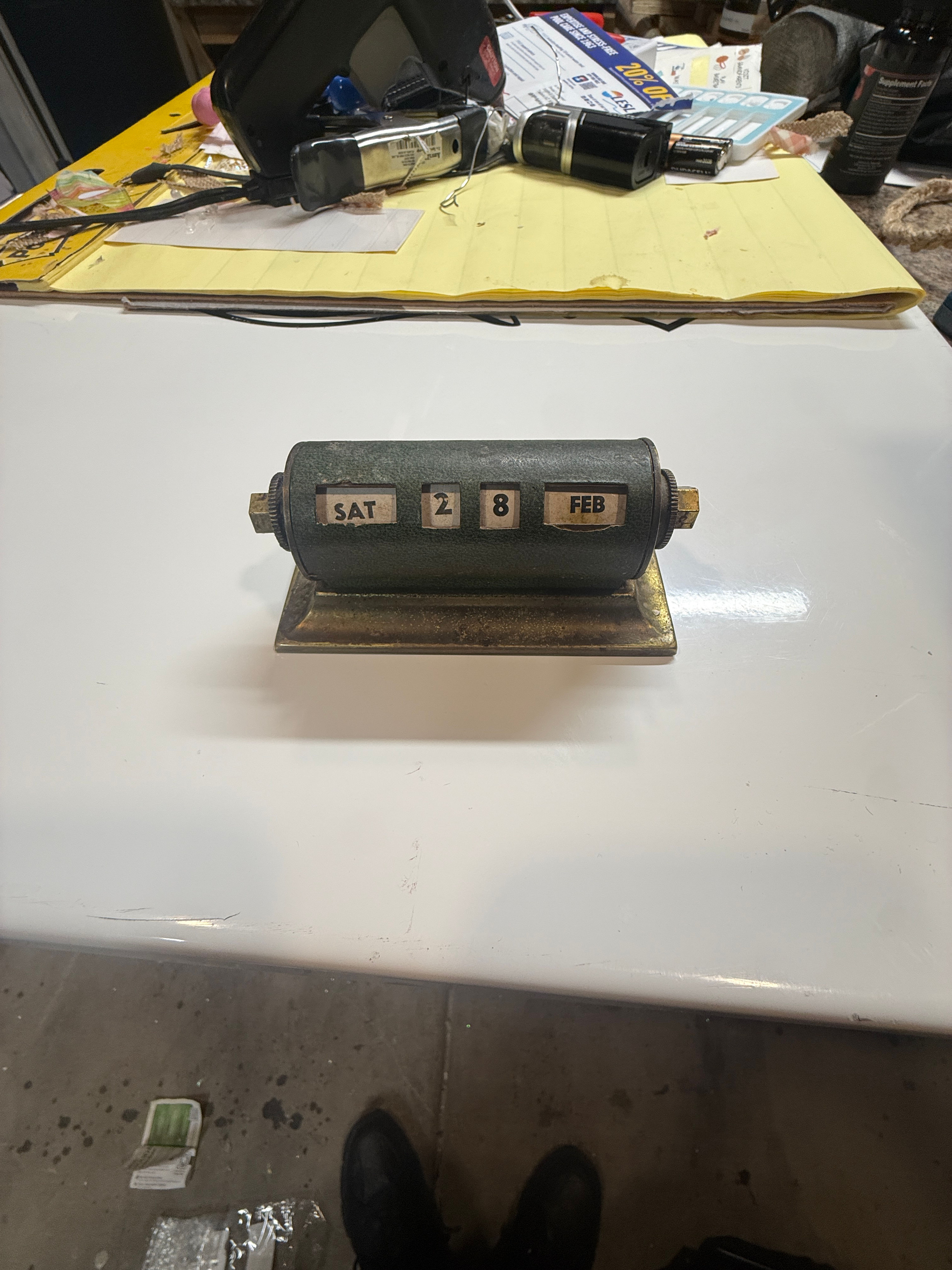 Park Sherman Vintage Brass Roller Desk Calendar