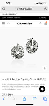 Icon Link Earring, Sterling Silver, 19.5MM - Image 1