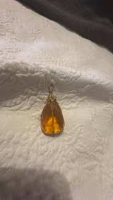 Vintage Amber Glass Teardrop Pendant - Image 3