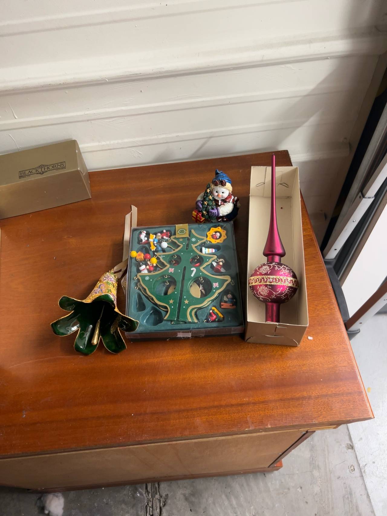 Kurt Adler Vintage Tabletop Wooden Christmas Tree with Ornaments