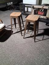 Industrial Metal Bar Stools with Wood Top - Image 2