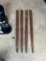 Vintage Mid-Century Modern Tapered Wood Table Legs with Brass Tips - Image 1