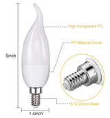 E12 3 Mode LED 1800k Candelabra Flame Light Bulbs 4 Pack, 2.0W Warm White - Image 3