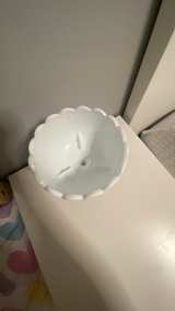 Indiana Glass White Milk Glass Teardrop Scalloped Footed Compote Bowl - Image 2