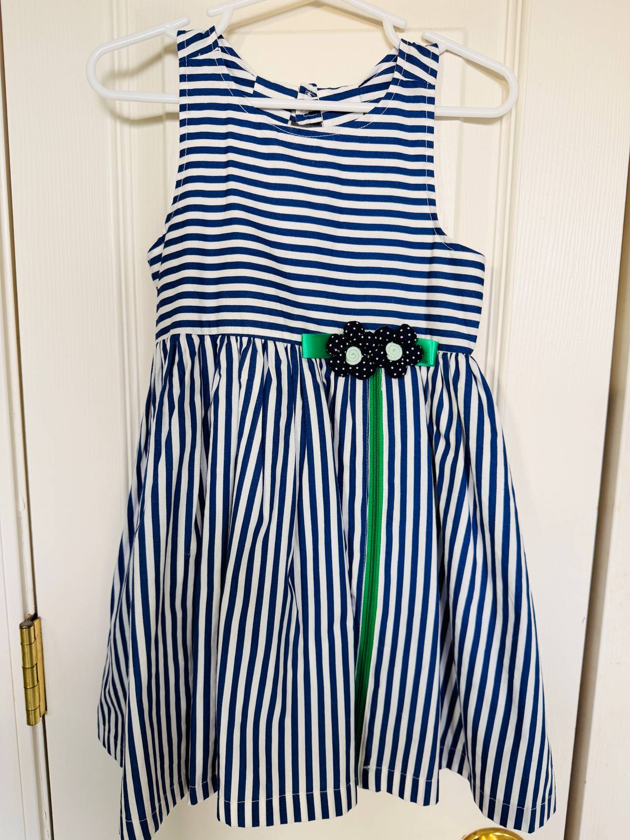 Doe a Dear Girls Blue and White Striped Dress size 4 Boutique
