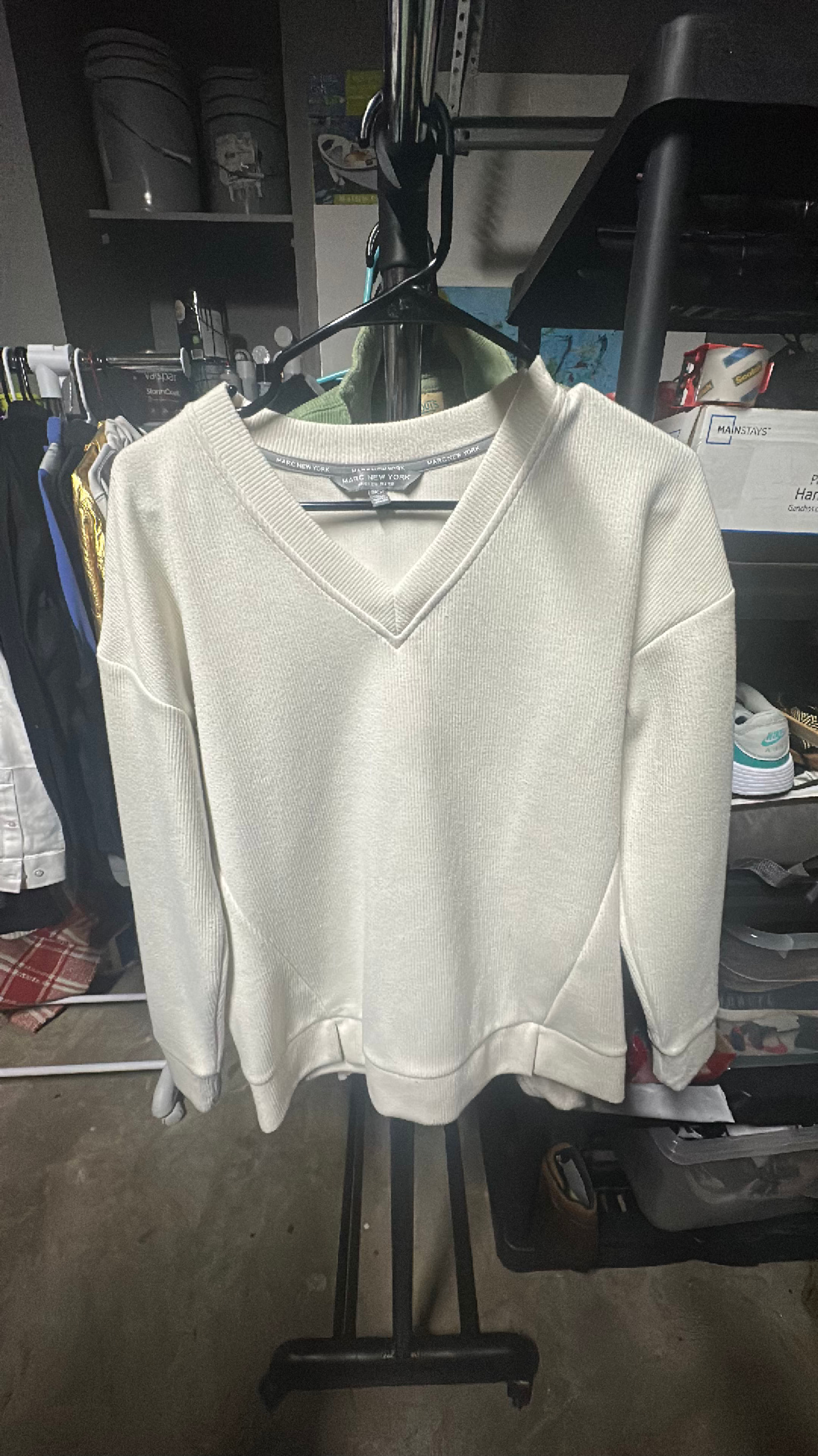 Marc New York V Neck Long Sleeve Sweater Cream Size Small  - Image 2