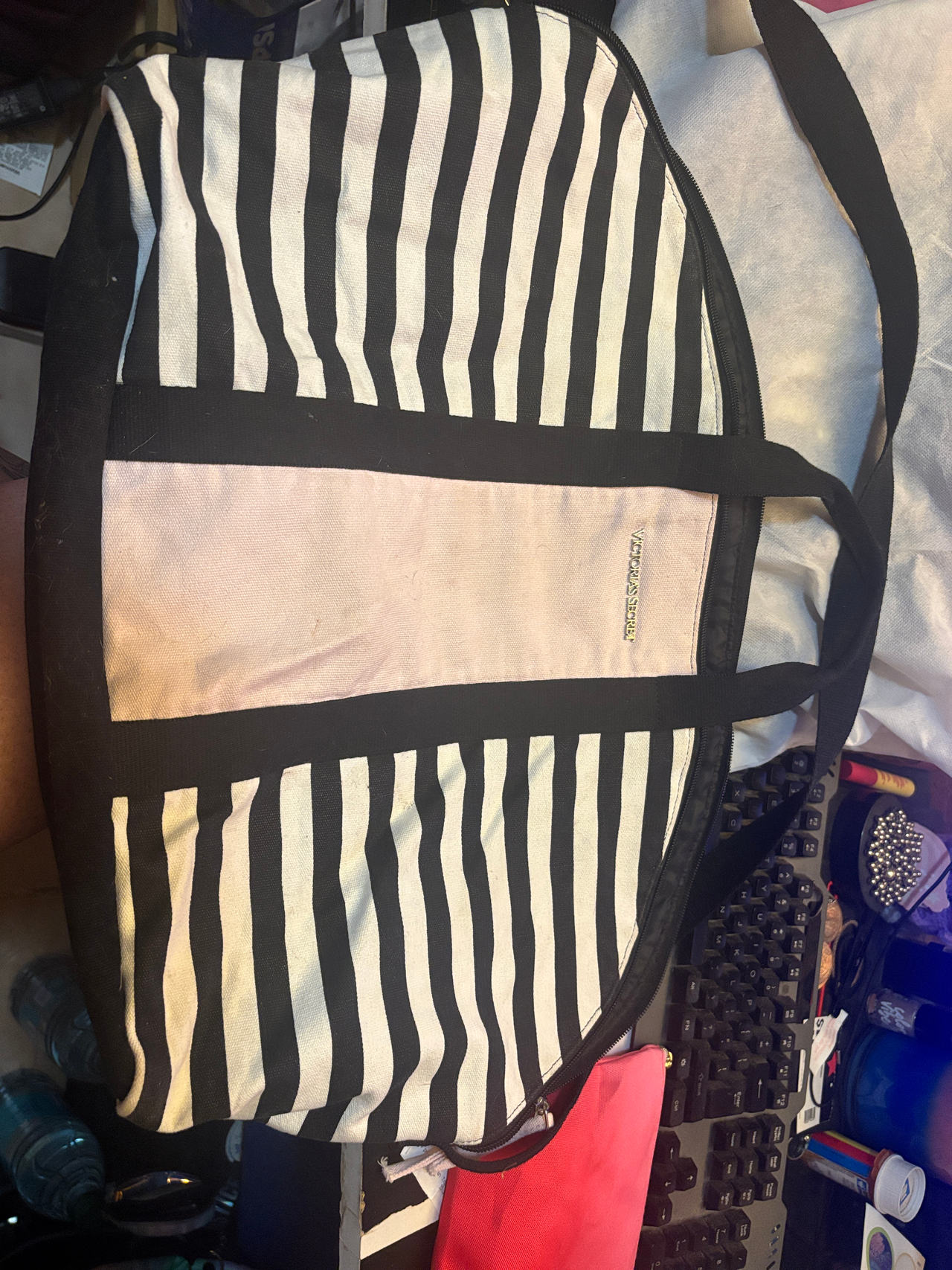 Victoria's Secret Striped Canvas Tote Bag